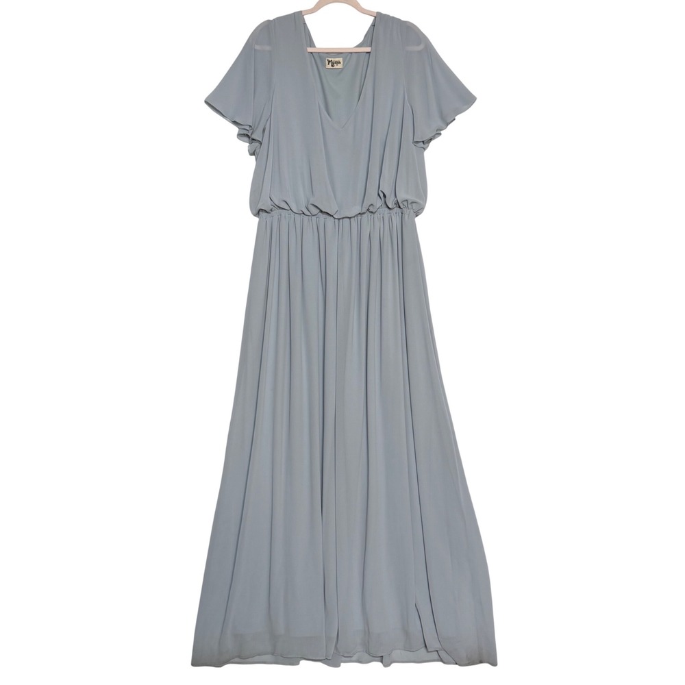 Show Me‎ Your Mumu Michelle Flutter Maxi Dress Blue Gray 3X